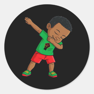 Dabbing Black King Juneteenth Boys Kids Dab  Classic Round Sticker