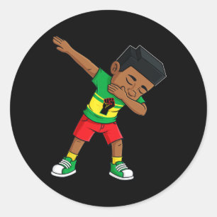Dabbing Black King Juneteenth Brown Skin Boys Kids Classic Round Sticker