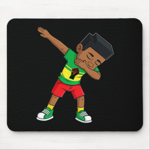 Dabbing Black King Juneteenth Brown Skin Boys Kids Mouse Pad