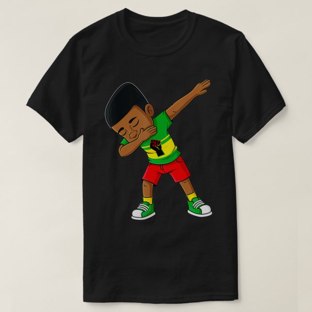 Dabbing Black King Juneteenth Brown Skin Boys Kids T-Shirt (Design Front)