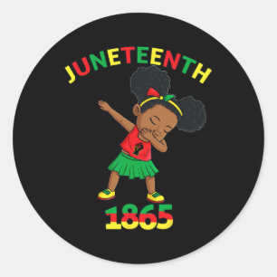 Dabbing Black Princess Juneteenth 1865 Brown Skin Classic Round Sticker