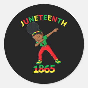 Dabbing Black Princess Juneteenth 1865 Brown Skin Classic Round Sticker