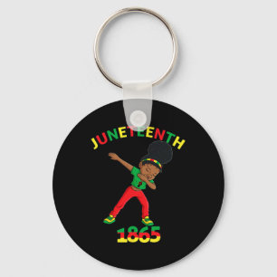 Dabbing Black Princess Juneteenth 1865 Brown Skin Key Ring