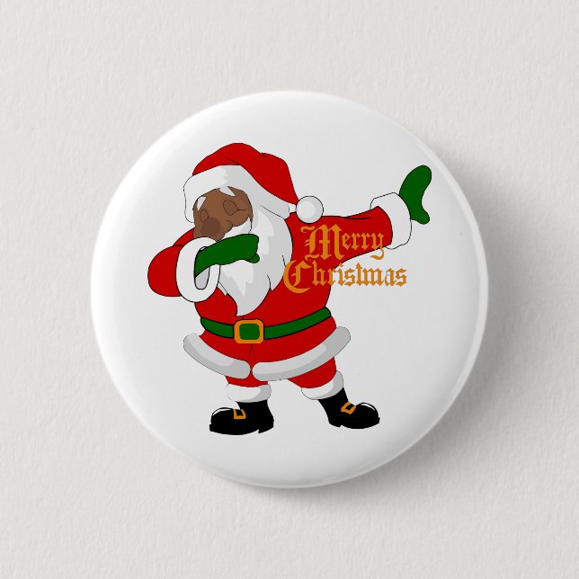 dabbing black santa claus 6 cm round badge (Front)