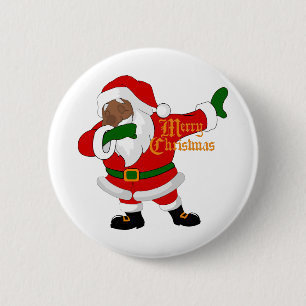 dabbing black santa claus 6 cm round badge