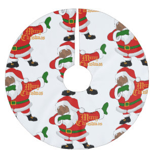dabbing black santa claus brushed polyester tree skirt