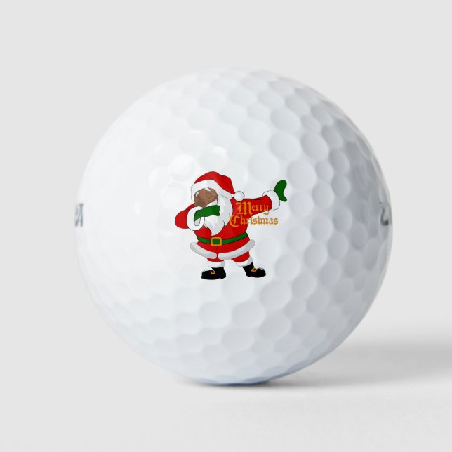 dabbing black santa claus golf balls (Front)