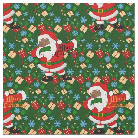 African American Black Santa Claus Christmas Fabric | Zazzle.com.au