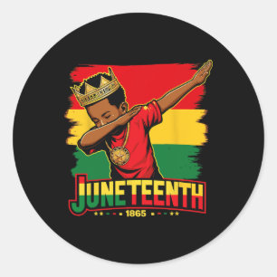 Dabbing Black Skin King Boy Classic Round Sticker