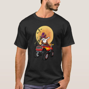 Dabbing Boston Terrier Dog Witch Hat Monster Truck T-Shirt