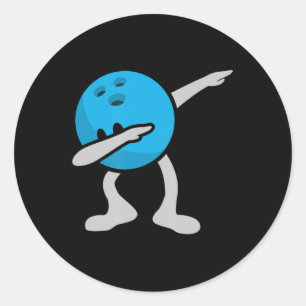 Dabbing Bowling Birthday Party Bowling Gift Classic Round Sticker