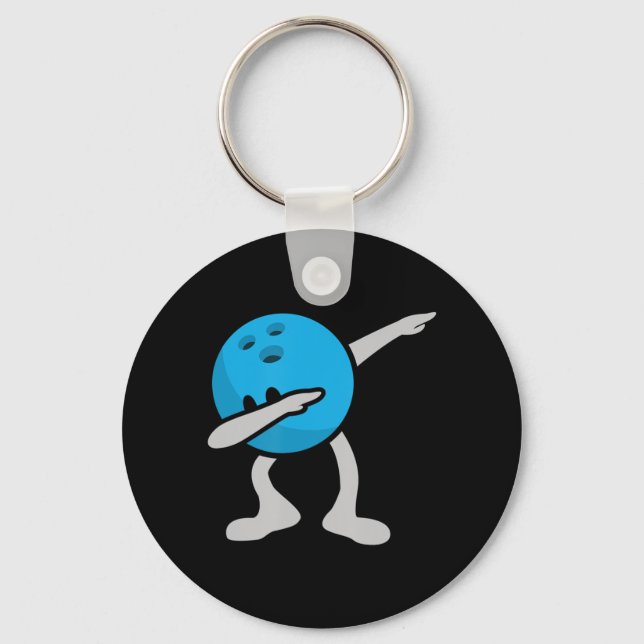Dabbing Bowling  Birthday Party Bowling  Gift Key Ring (Front)