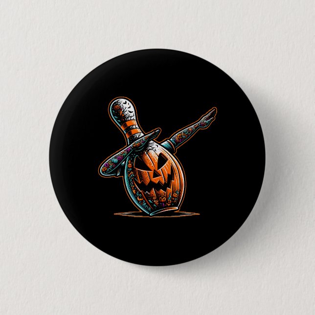Dabbing Bowling Pin Bowler Jack O Lantern Spooky H (Front)