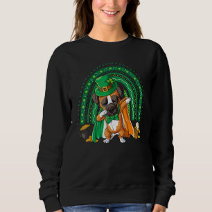 Dabbing Boxer St Patrick's Day Rainbow Leprechaun Sweatshirt