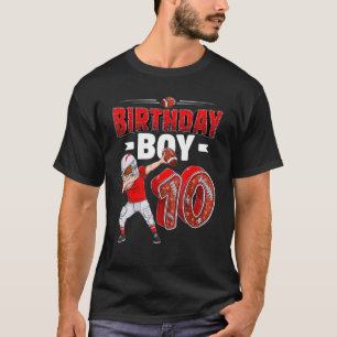 Dabbing Boy 10 Year Old American Football 10th Bir T-Shirt