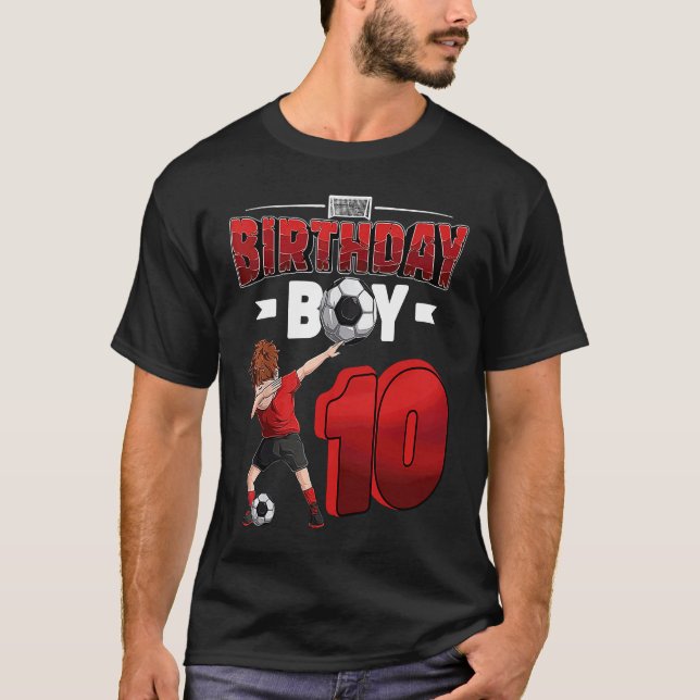 Dabbing boy 10 year old Soccer Player 10th birthda T-Shirt (Front)