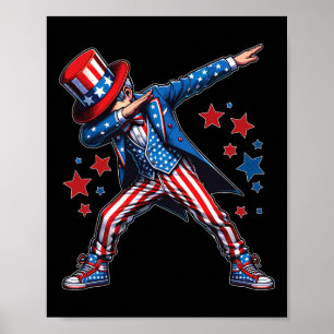Dabbing Boy 4th Of July American Flag Usa Boys Kid Poster