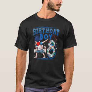 Dabbing Boy 8 Year Old Bowling Player 8th Birthday T-Shirt