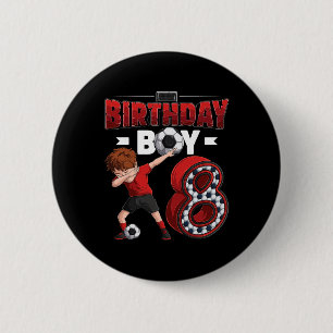 Dabbing Boy 8 Year Old Soccer Player 8th Birthday 6 Cm Round Badge