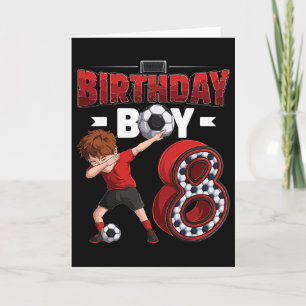 Dabbing Boy 8 Year Old Soccer Player 8th Birthday Card