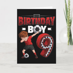 Dabbing Boy 9 Year Old Soccer Player 9th Birthday Card