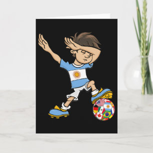 Dabbing Boy Argentina Soccer Jersey National Flag Card