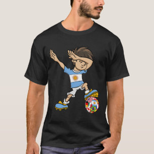 Dabbing Boy Argentina Soccer Jersey National Flag T-Shirt
