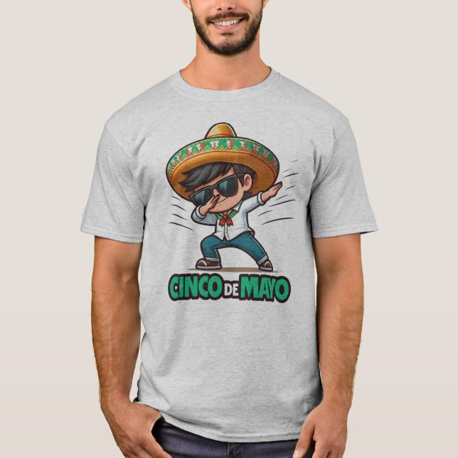 Dabbing BOY Cinco De Mayo Let's Fiesta Mexican  T-Shirt (Front)