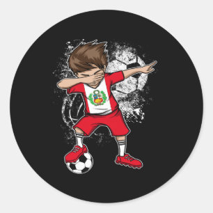 Dabbing Boy Peru Soccer Shirt Jersey Peruvian Foot Classic Round Sticker