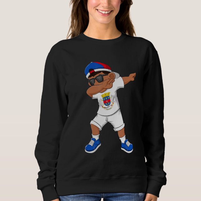 Dabbing Boy Saint Barthelemy Flag Kids Dab Dance Sweatshirt (Front)