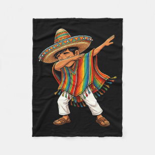 Dabbing Boy Sombrero Serape Cinco de Mayo Fiesta Fleece Blanket