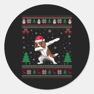 Dabbing Boykin Spaniel Dog Santa Hat Boys Girls Ch Classic Round Sticker