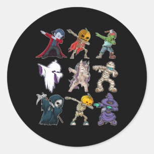 Dabbing Boys Halloween Pumpkin Skeleton Kids Pumpk Classic Round Sticker