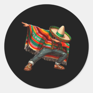 Dabbing Boys Mexican Poncho Cinco De Mayo Boys Men Classic Round Sticker