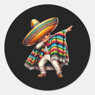 Dabbing Boys Mexican Poncho Cinco De Mayo Classic Round Sticker