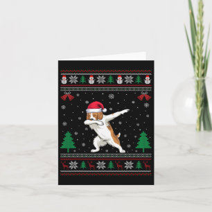 Dabbing Brittany Spaniel Dog Santa Hat Boys Girls  Card