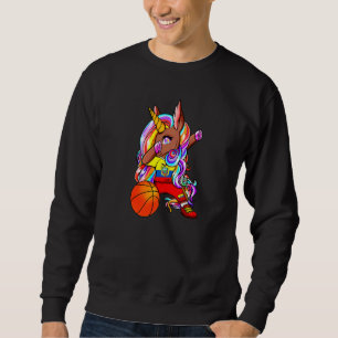Dabbing Brown Skin Unicorn Ecuador Basketball Fans Sweatshirt
