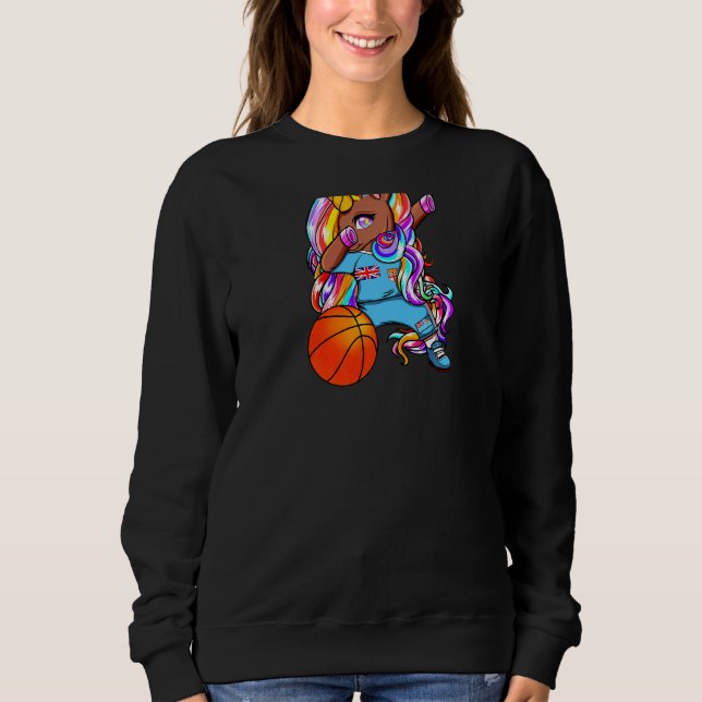 Dabbing Brown Skin Unicorn Fiji Basketball Jersey  Sweatshirt (Front)