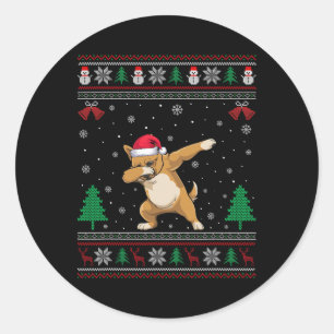Dabbing Brussels Griffon Dog Santa Hat Boys Girls Classic Round Sticker