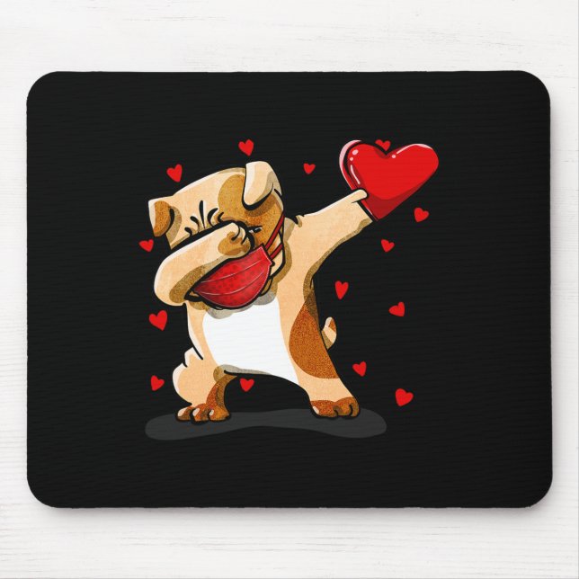 Dabbing Bulldog Face Mask Dab Dance Valentine Gift Mouse Pad (Front)