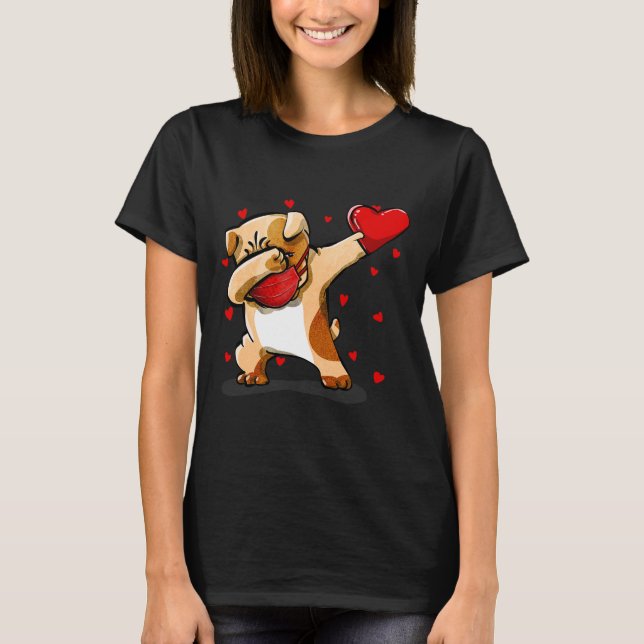 Dabbing Bulldog Face Mask Dab Dance Valentine Gift T-Shirt (Front)
