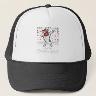 Dabbing Bulldog Face Mask Merry Christ Mask Christ Trucker Hat
