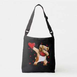 Dabbing Bulldog With Face Mask Funny Valentines Crossbody Bag