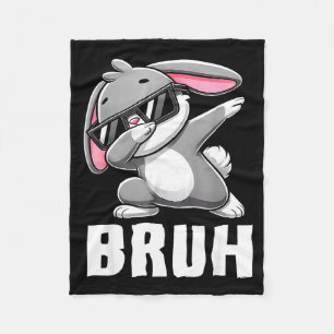 Dabbing bunny bruh meme easter day dab bunny teens fleece blanket