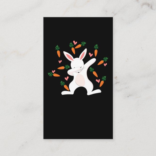 Dabbing Bunny Carrots Lover Funny Animal Business Card (Front)