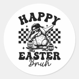 Dabbing Bunny Easter Bruh Happy Easter Bruh Classic Round Sticker