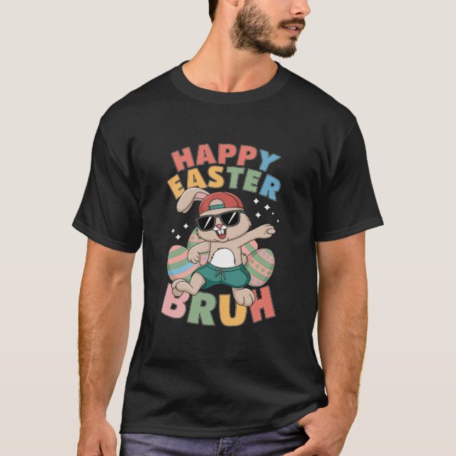 Dabbing Bunny Easter Bruh T-Shirt (Front)