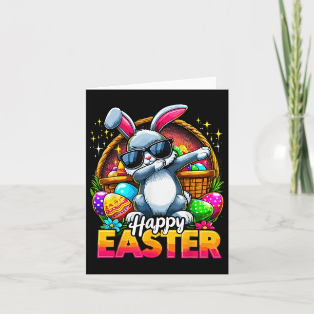 Dabbing Bunny Easter Day Rabbit Happy Easter  Card (Front)