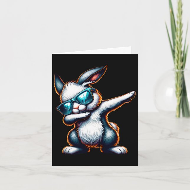 Dabbing Bunny Funny Easter Bunny  Card (Front)