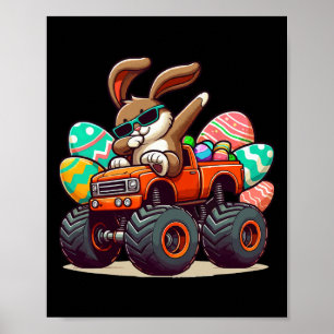 Dabbing Bunny Happy Easter Boys Kids Monster Truck Poster